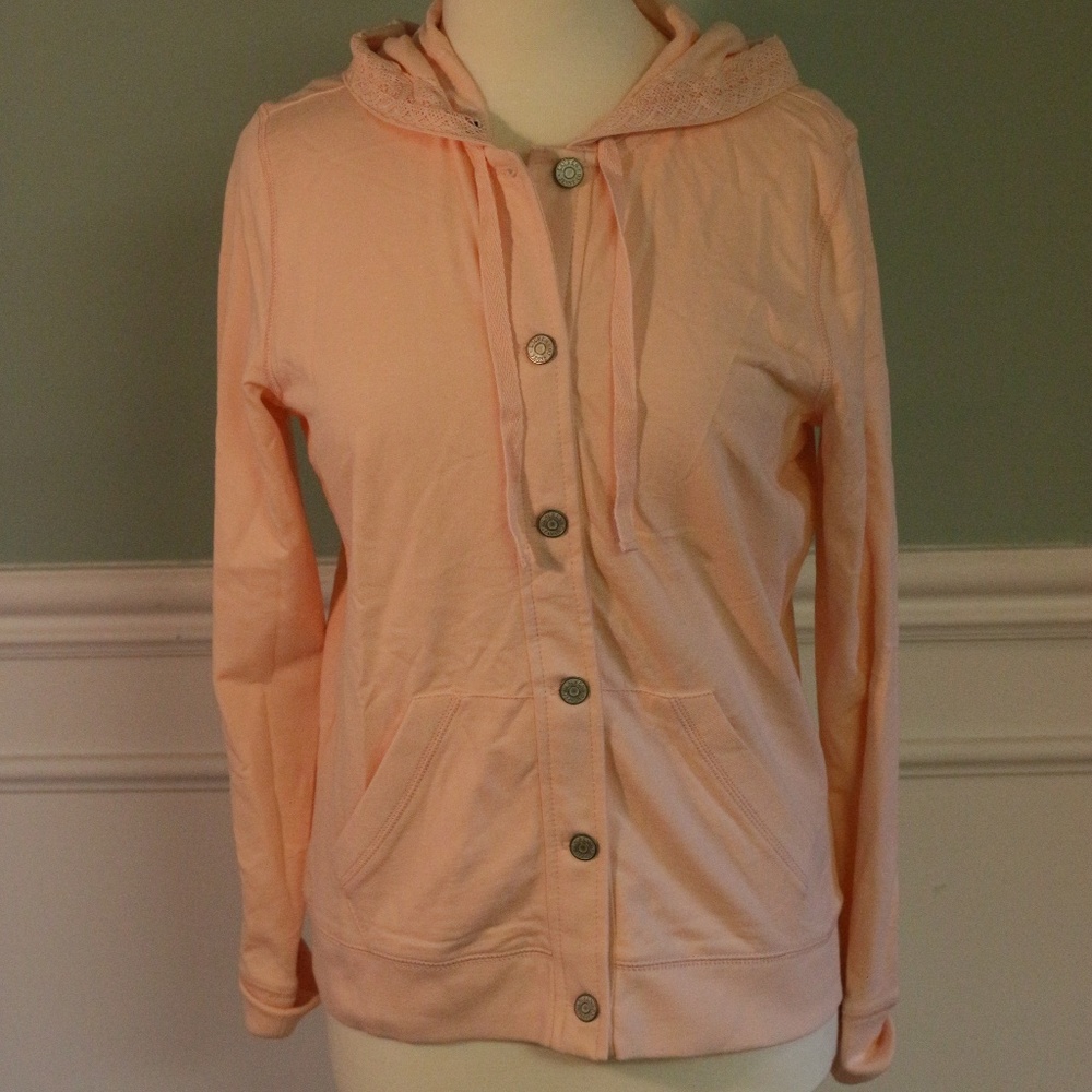 Ralph Lauren pink button up jacket w hood. NWT.M